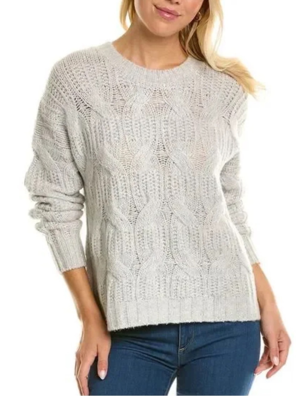 NWT Autumn Cashmere Boxy Sequin Cable Cashmere-Blend Sweater medium